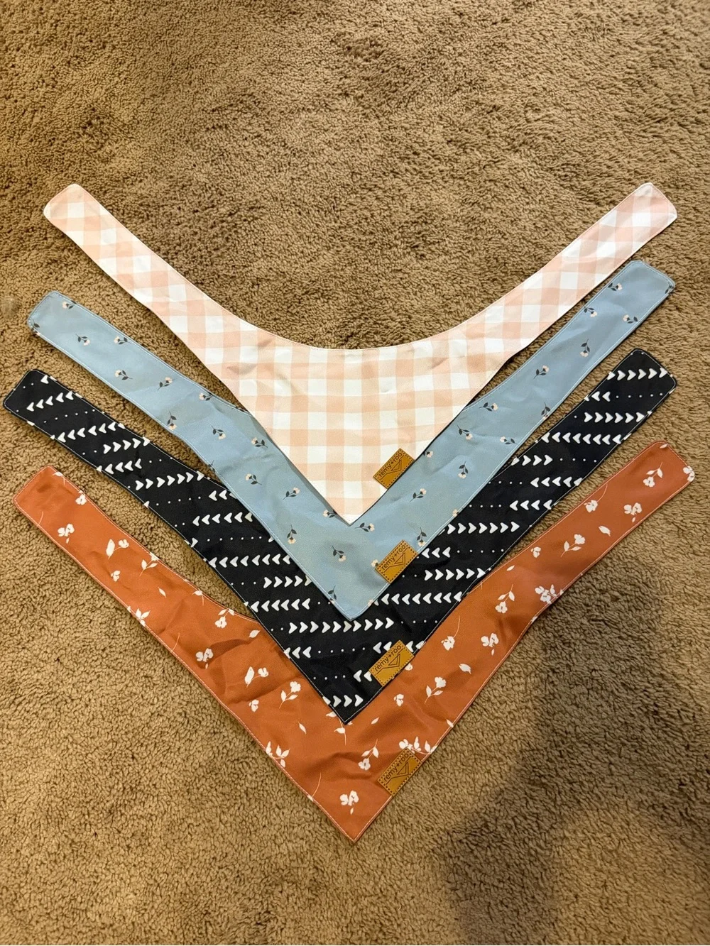 Large Remty + Roo Dog Bandana Set — Peach, Blue, Black & Rust